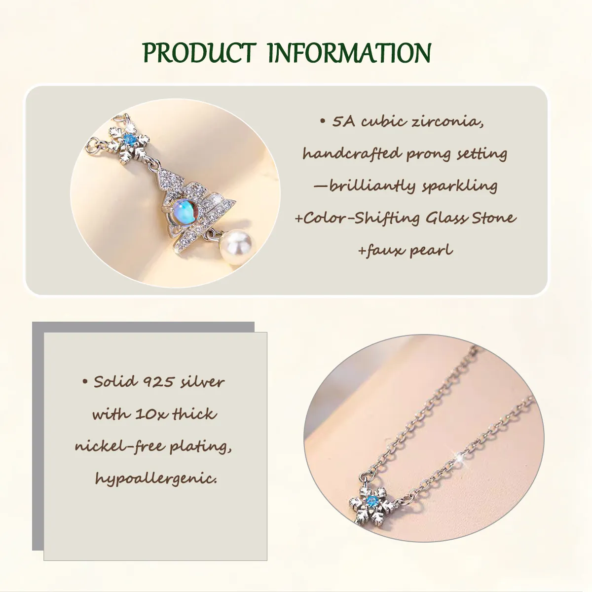 Sterling S925 Silver + 5A cubic zirconia | Christmas Snowflake Tree Necklace ​ | 2025 Christmas Gift  | Festive Magic for Women & Girls