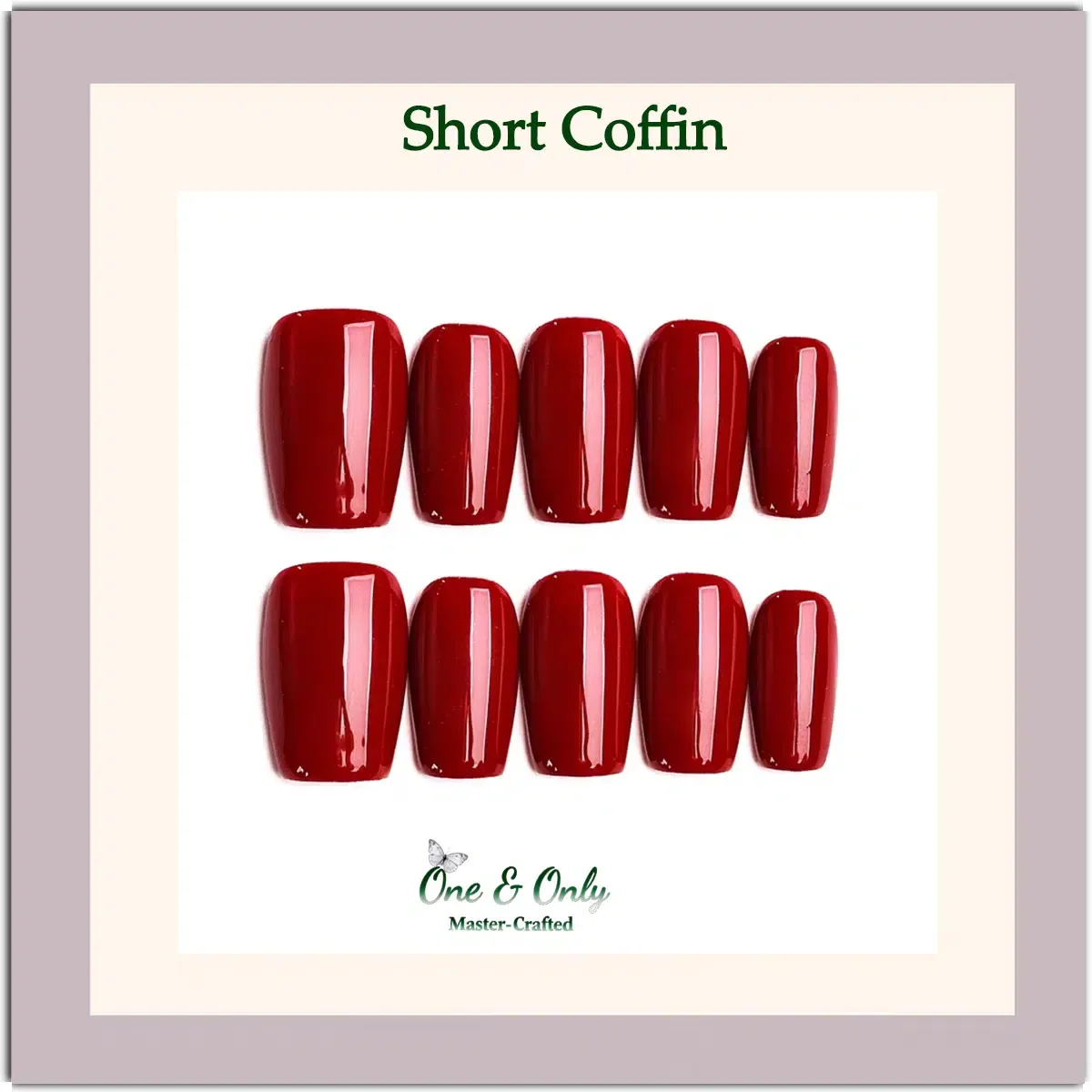 Classic Crimson Press-On Nails | Coffin & Medium Almond Shapes | Timeless Red Gloss | Handcrafted press-on nails