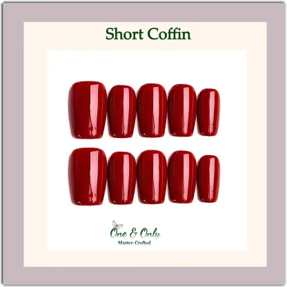 Classic Crimson Press-On Nails | Coffin & Medium Almond Shapes | Timeless Red Gloss | Handcrafted press-on nails