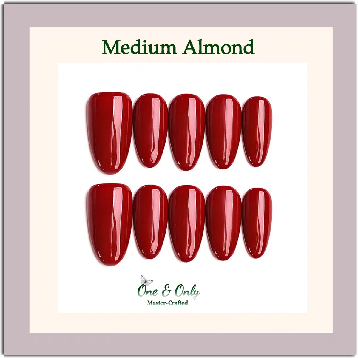 Classic Crimson Press-On Nails | Coffin & Medium Almond Shapes | Timeless Red Gloss | Handcrafted press-on nails