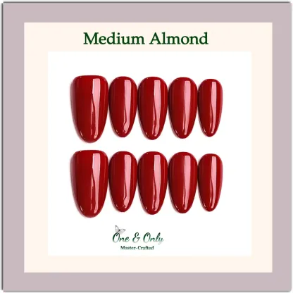Classic Crimson Press-On Nails | Coffin & Medium Almond Shapes | Timeless Red Gloss | Handcrafted press-on nails