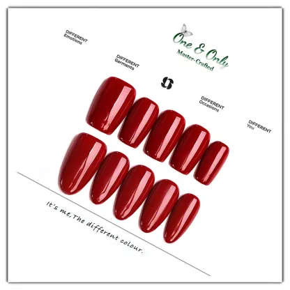 Classic Crimson Press-On Nails | Coffin & Medium Almond Shapes | Timeless Red Gloss | Handcrafted press-on nails