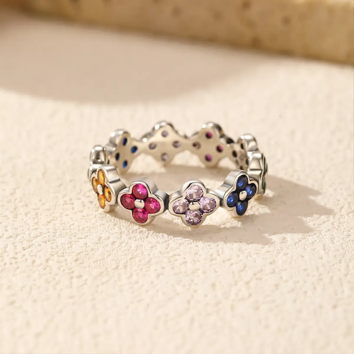 Sterling S925 Silve + 5A CZ | Clover Cascade Ring | Nickel-Free Plating