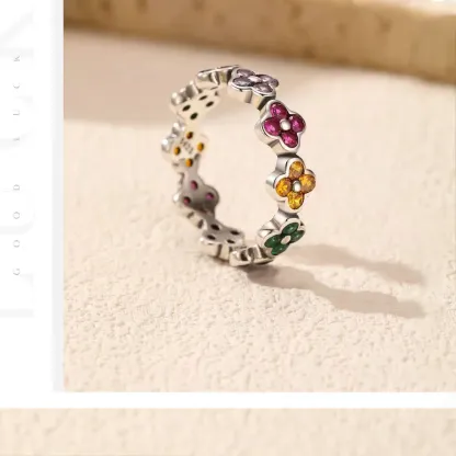 Sterling S925 Silve + 5A CZ | Clover Cascade Ring | Nickel-Free Plating