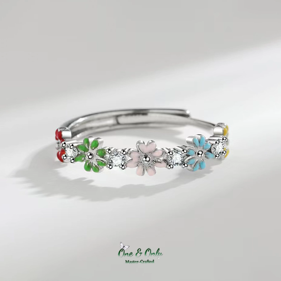 2026 Perfect as a Valentine’s gift for her 🌼Colorful Enamel Daisy Ring  | Adjustable Magic Colorful Jewelry for Valentine's