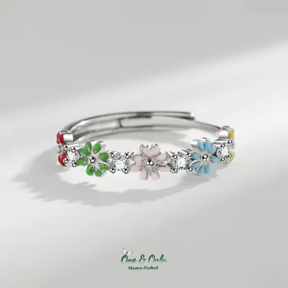 2026 Perfect as a Valentine’s gift for her 🌼Colorful Enamel Daisy Ring  | Adjustable Magic Colorful Jewelry for Valentine's
