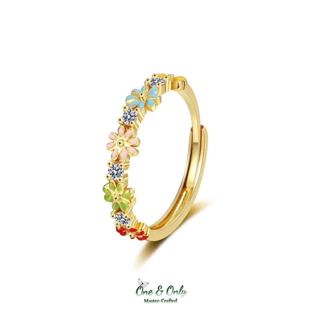 2026 Perfect as a Valentine’s gift for her 🌼Colorful Enamel Daisy Ring  | Adjustable Magic Colorful Jewelry for Valentine's