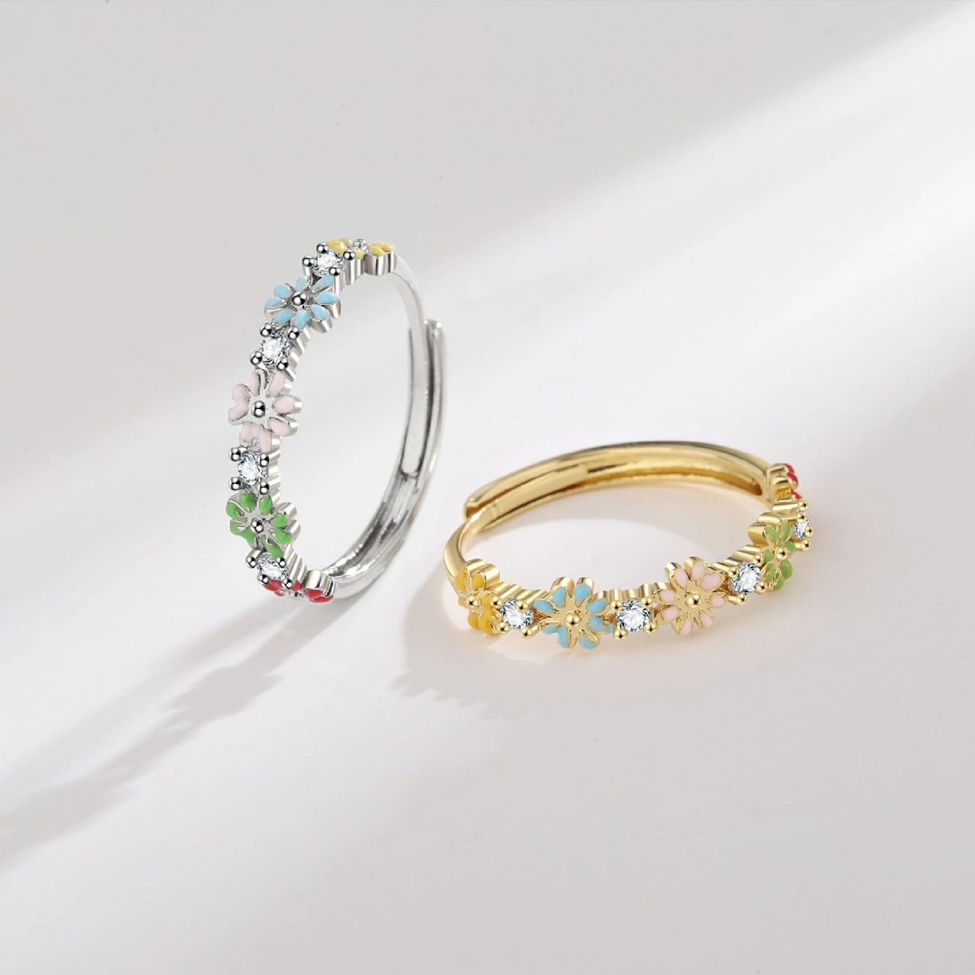 2026 Perfect as a Valentine’s gift for her 🌼Colorful Enamel Daisy Ring  | Adjustable Magic Colorful Jewelry for Valentine's