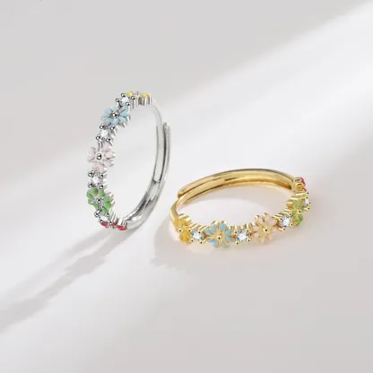 2026 Perfect as a Valentine’s gift for her 🌼Colorful Enamel Daisy Ring  | Adjustable Magic Colorful Jewelry for Valentine's