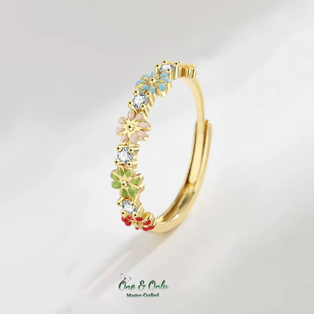2026 Perfect as a Valentine’s gift for her 🌼Colorful Enamel Daisy Ring  | Adjustable Magic Colorful Jewelry for Valentine's