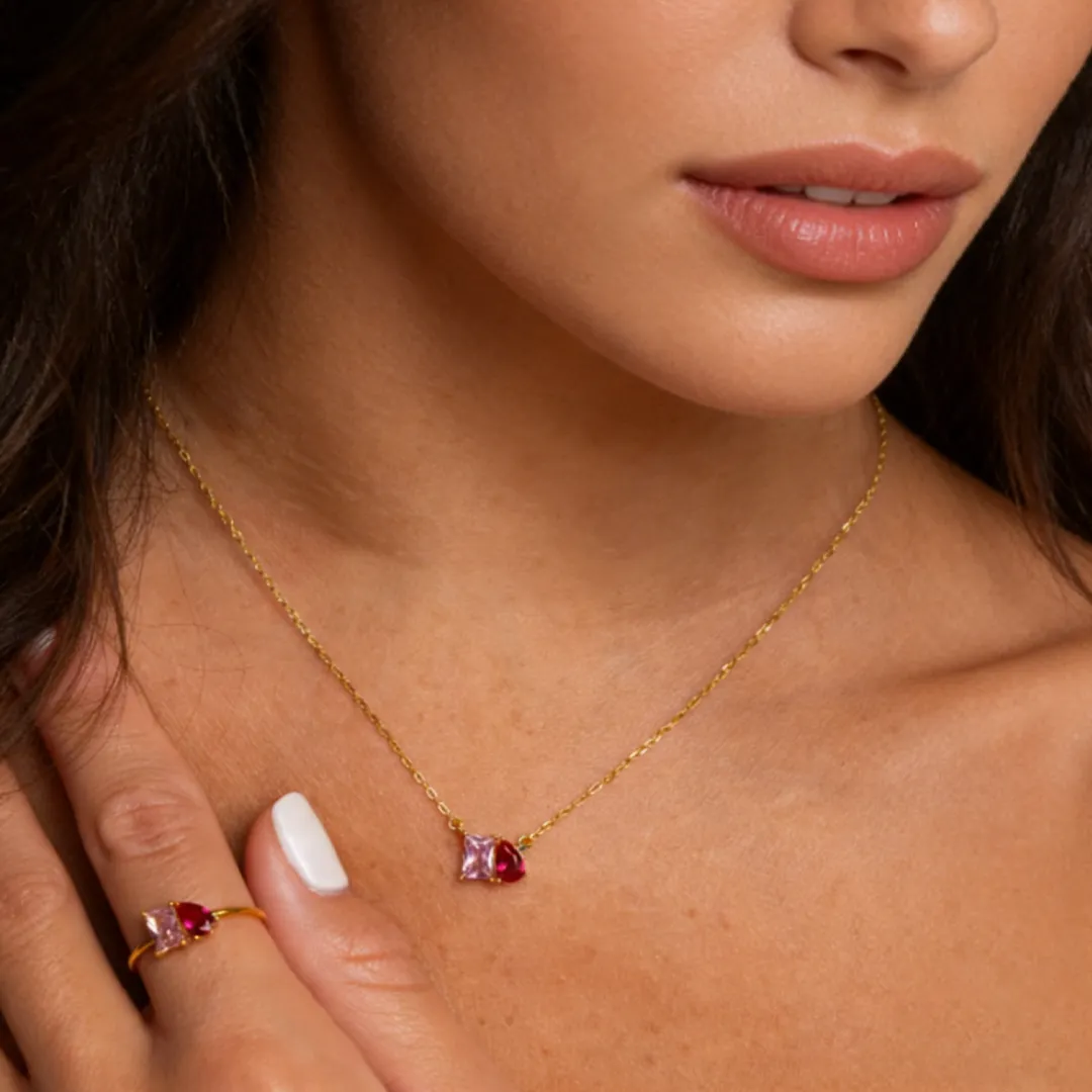 Breast Cancer Courage I Am Enough Necklace&Ring Set | Meaningful Jewelry Gift For Cancer Fighter