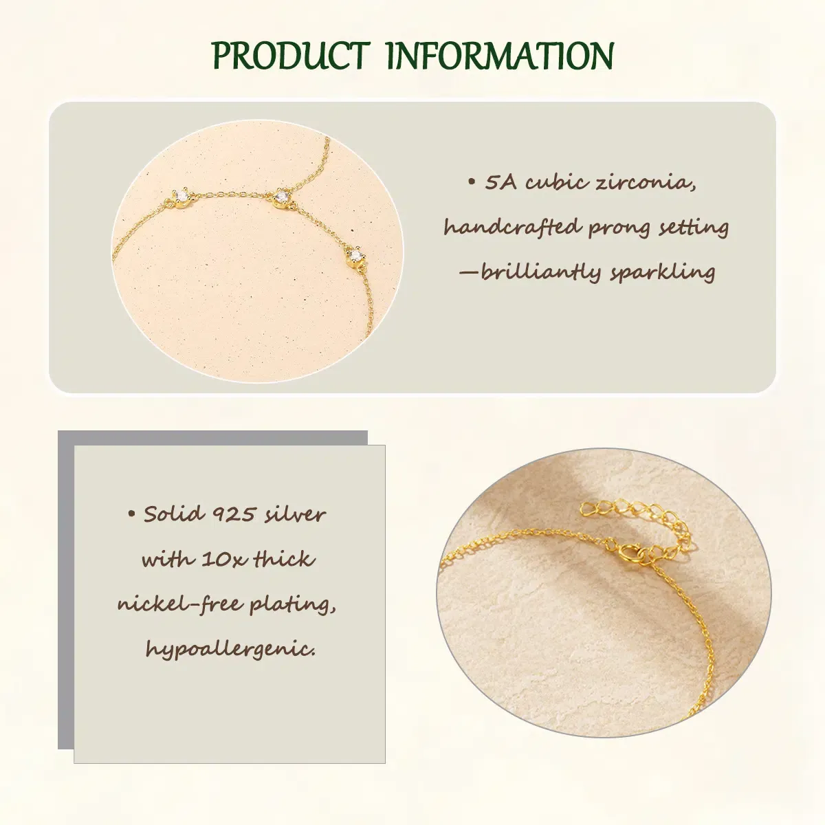 Sterling S925 Silve + 5A Zircon | Cross Pendant Finger Chain Bracelet​ | Nickel-Free Plating