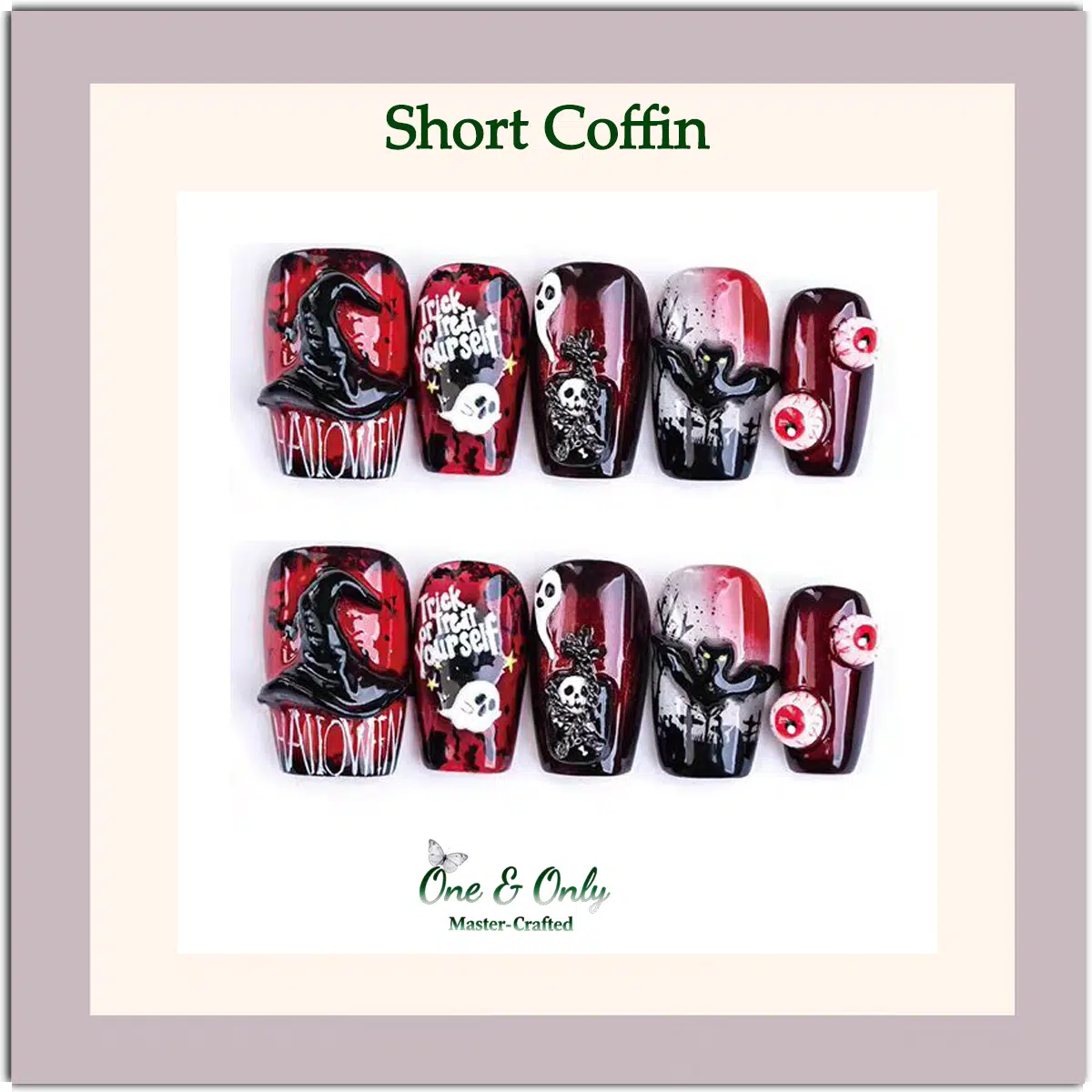 Cute Ghost Carnival Collection-Witch Hat Ghost Dark Nails | Handcrafted press-on nails