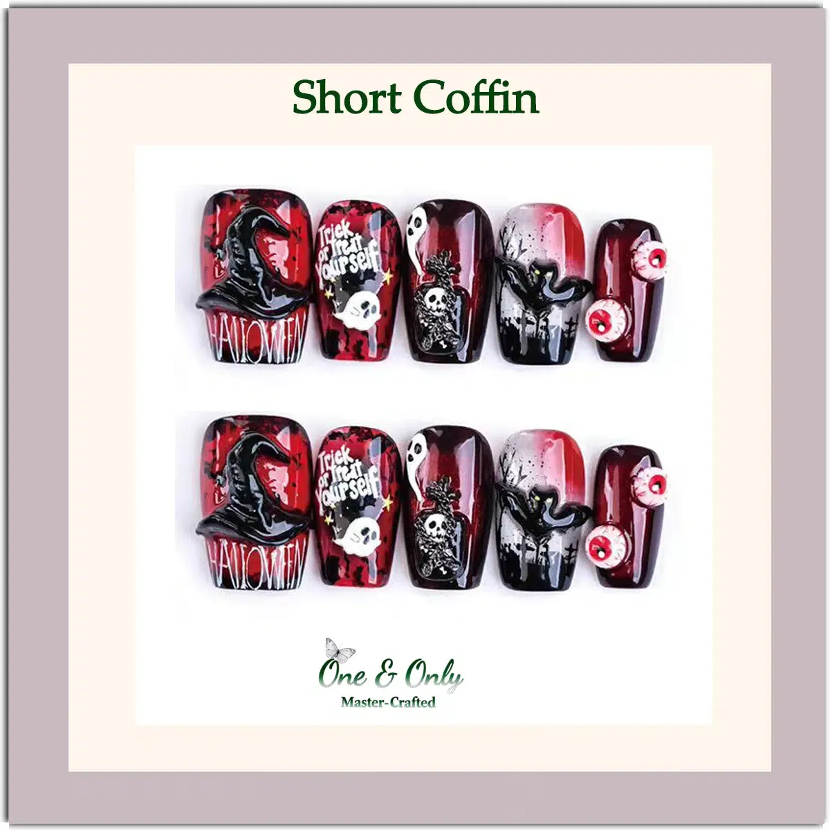 Cute Ghost Carnival Collection-Witch Hat Ghost Dark Nails | Handcrafted press-on nails