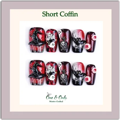 Cute Ghost Carnival Collection-Witch Hat Ghost Dark Nails | Handcrafted press-on nails