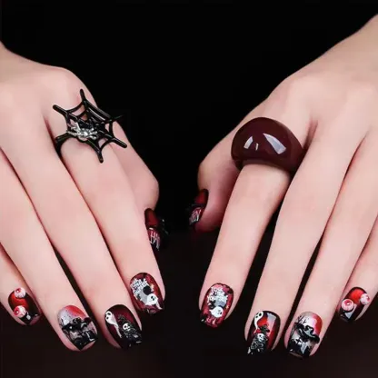 Cute Ghost Carnival Collection-Witch Hat Ghost Dark Nails | Handcrafted press-on nails