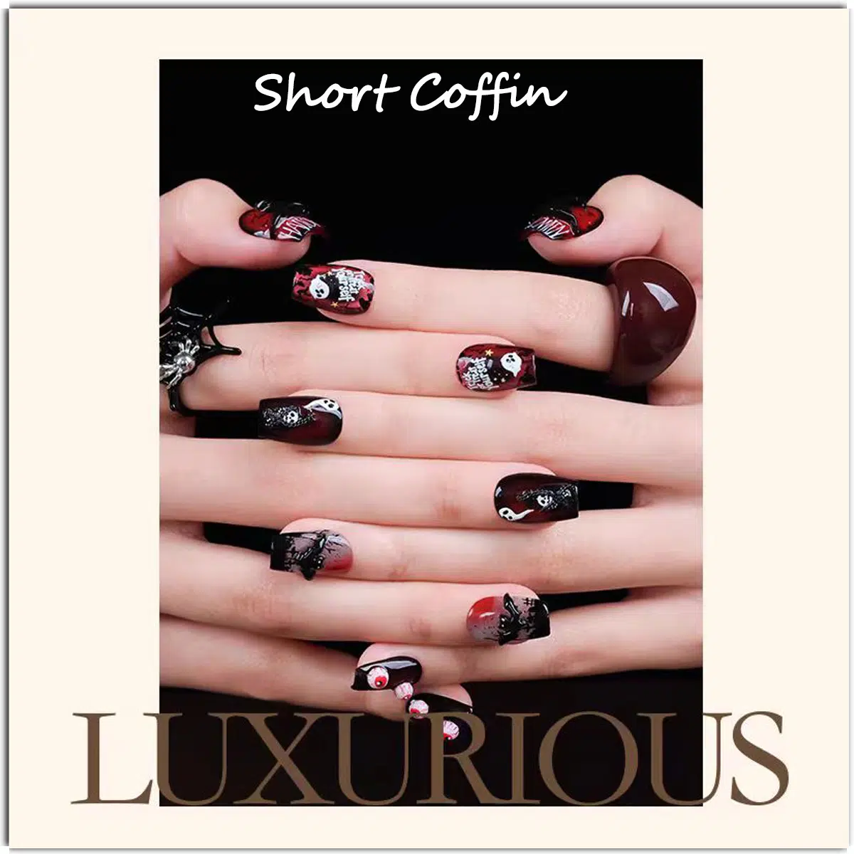 Cute Ghost Carnival Collection-Witch Hat Ghost Dark Nails | Handcrafted press-on nails