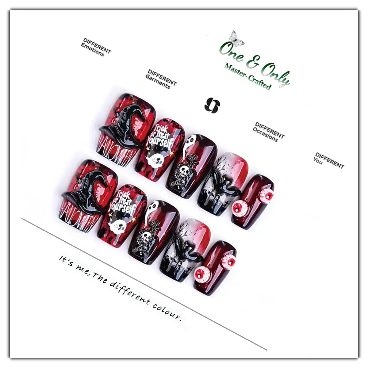 Cute Ghost Carnival Collection-Witch Hat Ghost Dark Nails | Handcrafted press-on nails