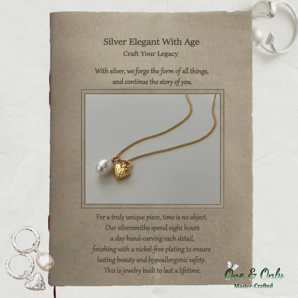 S925 Silver+ freshwater pearls | Follow Your Heart Necklace​ | Vintage Handcrafted  Pearl Jewelry | Detachable Charms for Endless Styling 