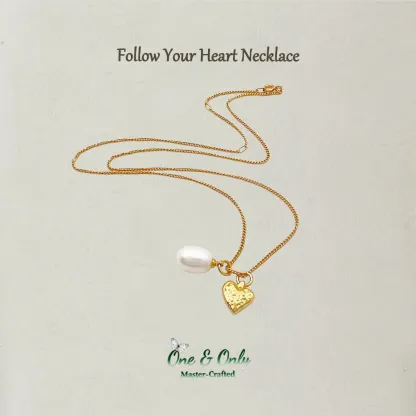 S925 Silver+ freshwater pearls | Follow Your Heart Necklace​ | Vintage Handcrafted  Pearl Jewelry | Detachable Charms for Endless Styling 