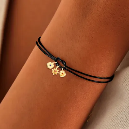 For The mother-daughter Custom Handmade Knot Bracelet-1-12 Birth Flowers Knot Bracelet  | Personalized Birthday/Anniversary Gift to Celebrate Her Unique Month