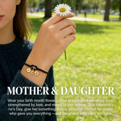 For The mother-daughter Custom Handmade Knot Bracelet-1-12 Birth Flowers Knot Bracelet  | Personalized Birthday/Anniversary Gift to Celebrate Her Unique Month