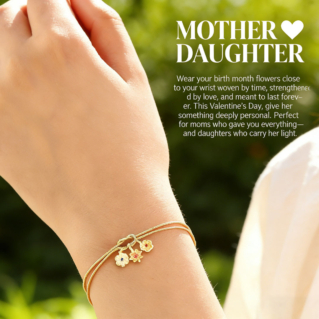 For The mother-daughter Custom Handmade Knot Bracelet-1-12 Birth Flowers Knot Bracelet  | Personalized Birthday/Anniversary Gift to Celebrate Her Unique Month