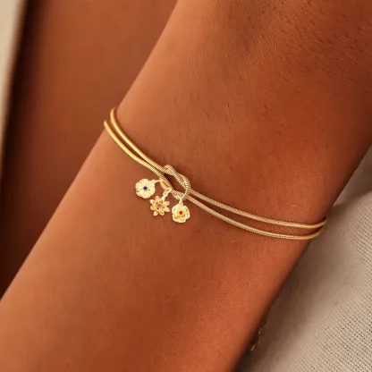 For The mother-daughter Custom Handmade Knot Bracelet-1-12 Birth Flowers Knot Bracelet  | Personalized Birthday/Anniversary Gift to Celebrate Her Unique Month