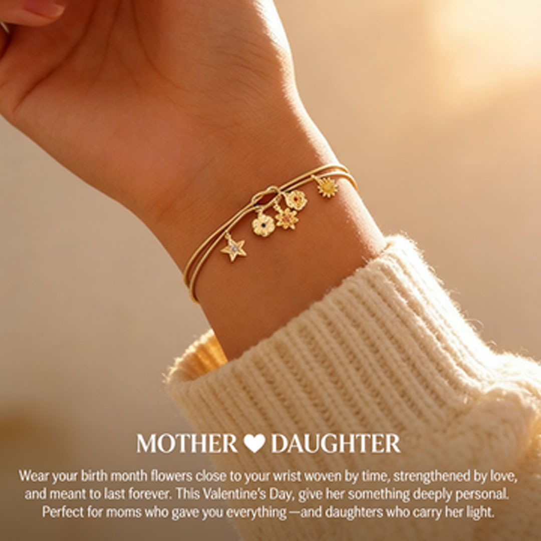 For The mother-daughter Custom Handmade Knot Bracelet-1-12 Birth Flowers Knot Bracelet  | Personalized Birthday/Anniversary Gift to Celebrate Her Unique Month