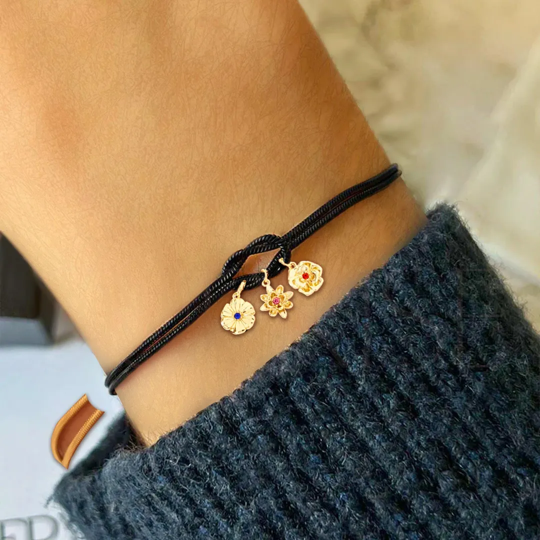 For The mother-daughter Custom Handmade Knot Bracelet-1-12 Birth Flowers Knot Bracelet  | Personalized Birthday/Anniversary Gift to Celebrate Her Unique Month