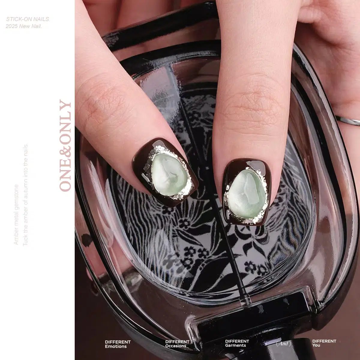 Fortune Stone Collection - Jadeite Serenity | Attract Opportunity. Thrive in Wellness | hort Coffin Shape | Handcrafted press-on nails
