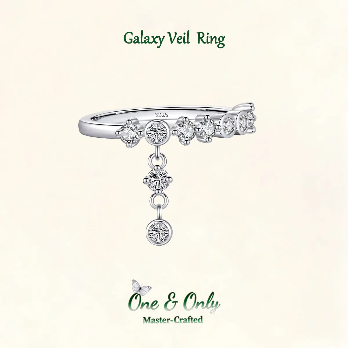Sterling S925 Silve + 5A Cubic Zirconia | Galaxy Veil Ring | Nickel-Free Plating