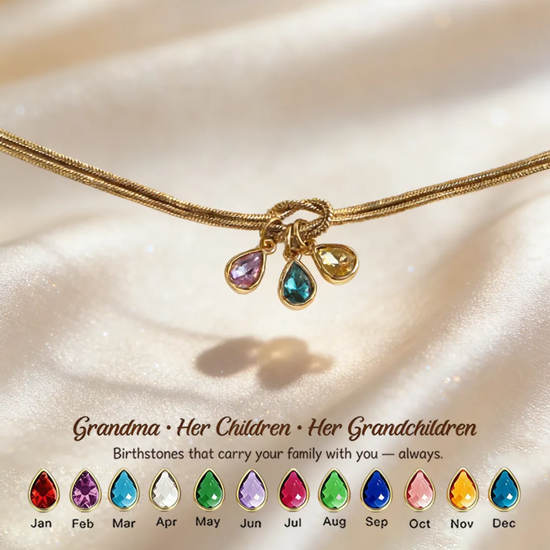 Custom Teardrop Birthstone Bracelet – Personalized for Grandma