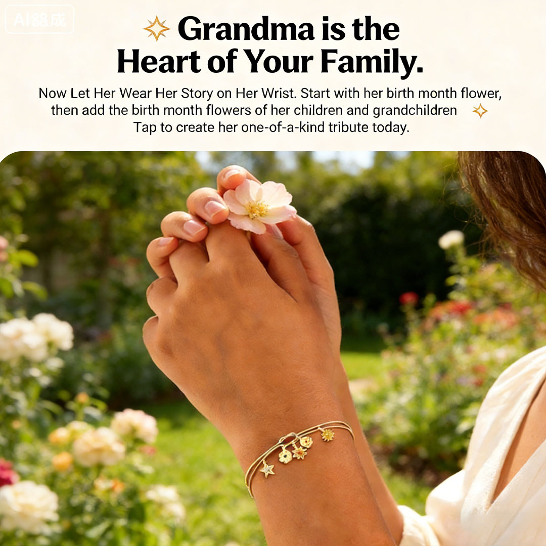 For The Grandma & Children Custom Handmade Knot Bracelet-1-12 Birth Flowers Knot Bracelet | Wear Her Story on Her Wrist
