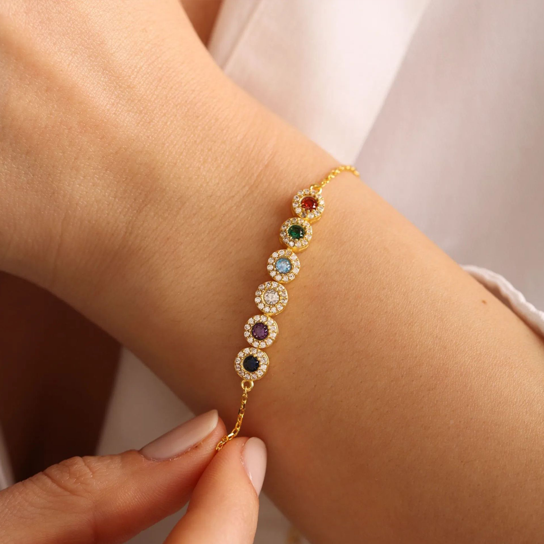 💘Valentine’s Day Gift for Grandma  – Grandma’s Custom 12-Birthstone Bracelet – Personalize with 1-14 Birthstones for Every Loved One🎁 