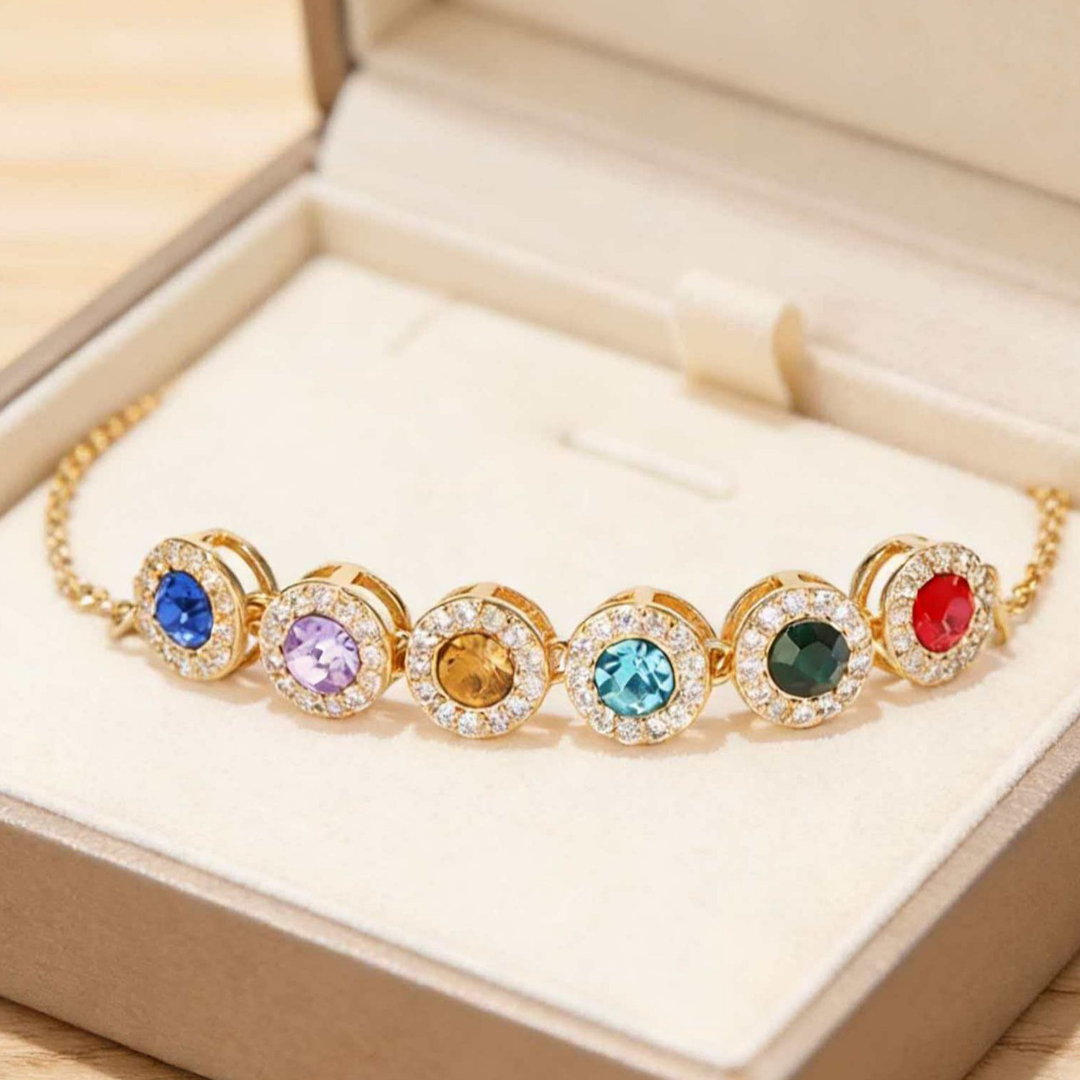 💘Valentine’s Day Gift for Grandma  – Grandma’s Custom 12-Birthstone Bracelet – Personalize with 1-14 Birthstones for Every Loved One🎁 