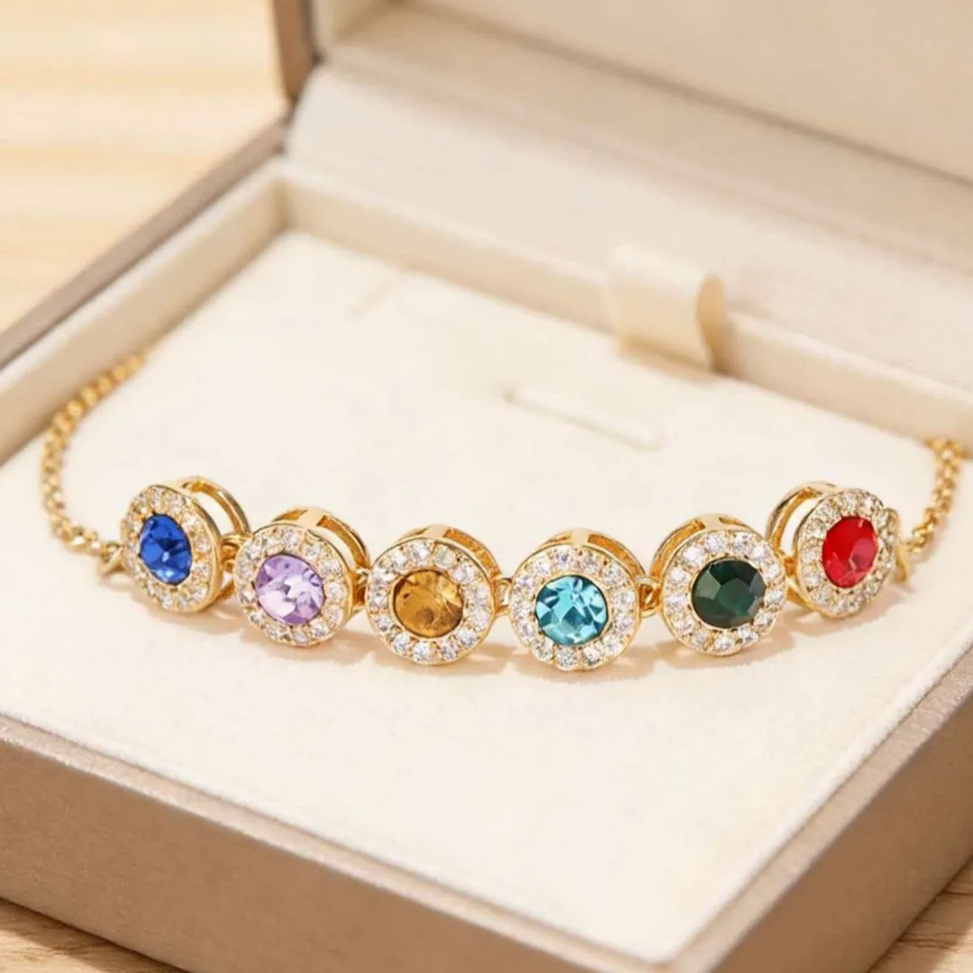 💘Valentine’s Day Gift for Grandma  – Grandma’s Custom 12-Birthstone Bracelet – Personalize with 1-14 Birthstones for Every Loved One🎁 