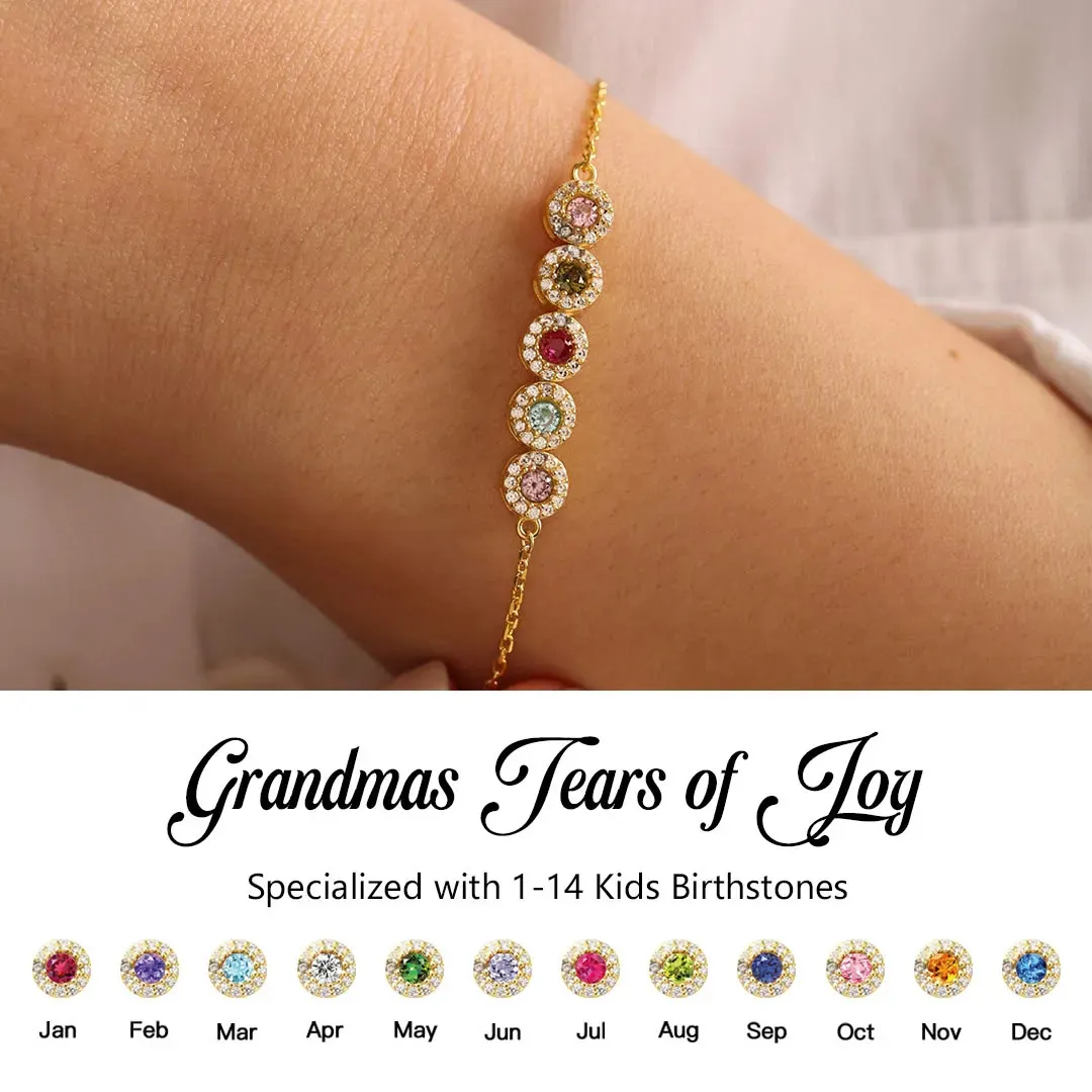 💘Valentine’s Day Gift for Grandma  – Grandma’s Custom 12-Birthstone Bracelet – Personalize with 1-14 Birthstones for Every Loved One🎁 