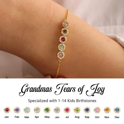 💘Valentine’s Day Gift for Grandma  – Grandma’s Custom 12-Birthstone Bracelet – Personalize with 1-14 Birthstones for Every Loved One🎁 