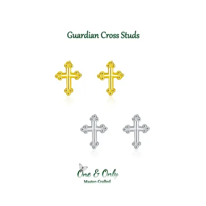 Sterling S925 Silve + 5A CZ | Guardian Cross Studs | Nickel-Free Plating