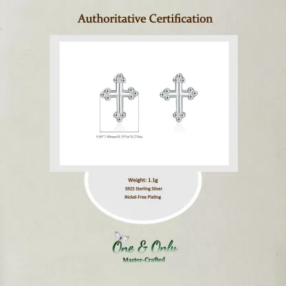 Sterling S925 Silve + 5A CZ | Guardian Cross Studs | Nickel-Free Plating