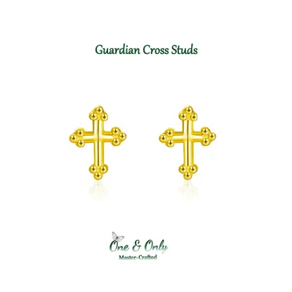 Sterling S925 Silve + 5A CZ | Guardian Cross Studs | Nickel-Free Plating