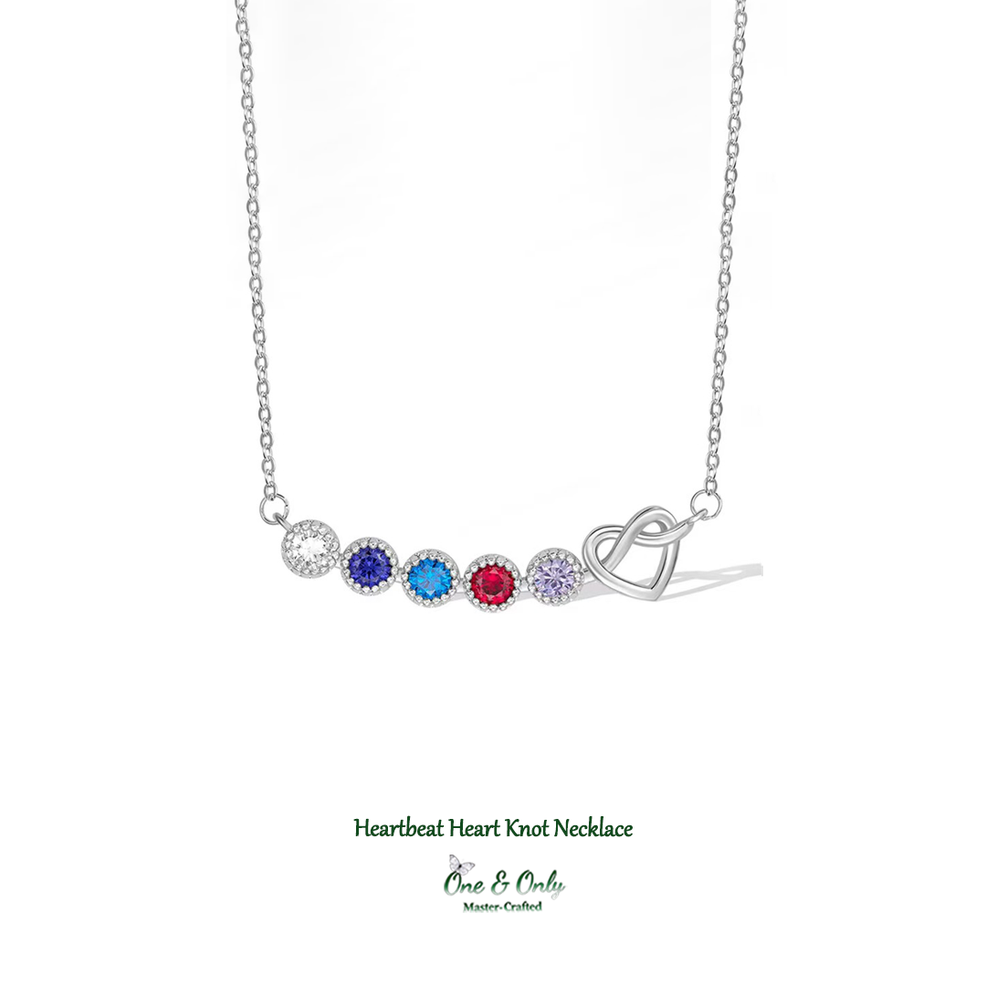 1-7 Birthstones Grandma's Heartbeat Heart Knot Necklace💝
