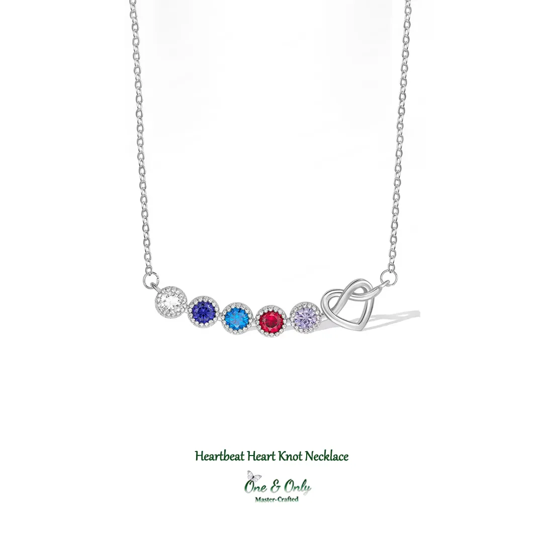 1-7 Birthstones Grandma's Heartbeat Heart Knot Necklace💝