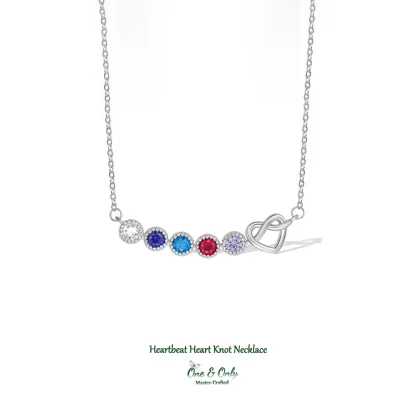 1-7 Birthstones Grandma's Heartbeat Heart Knot Necklace💝
