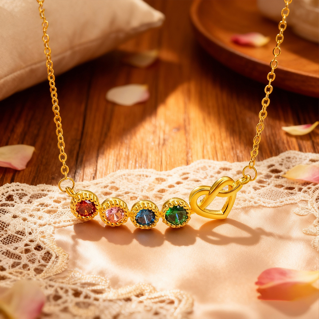 1-7 Birthstones Grandma's Heartbeat Heart Knot Necklace💝