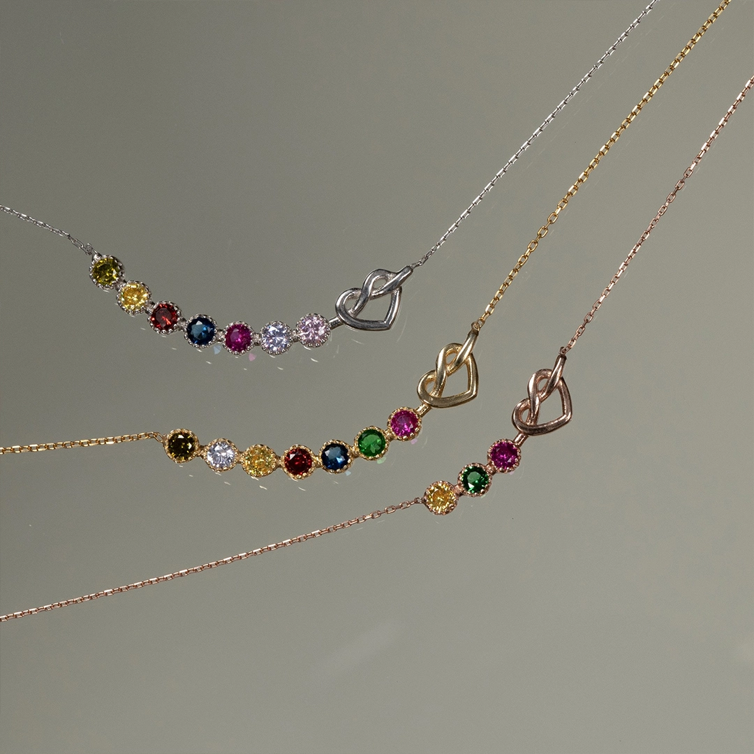 1-7 Birthstones Grandma's Heartbeat Heart Knot Necklace💝