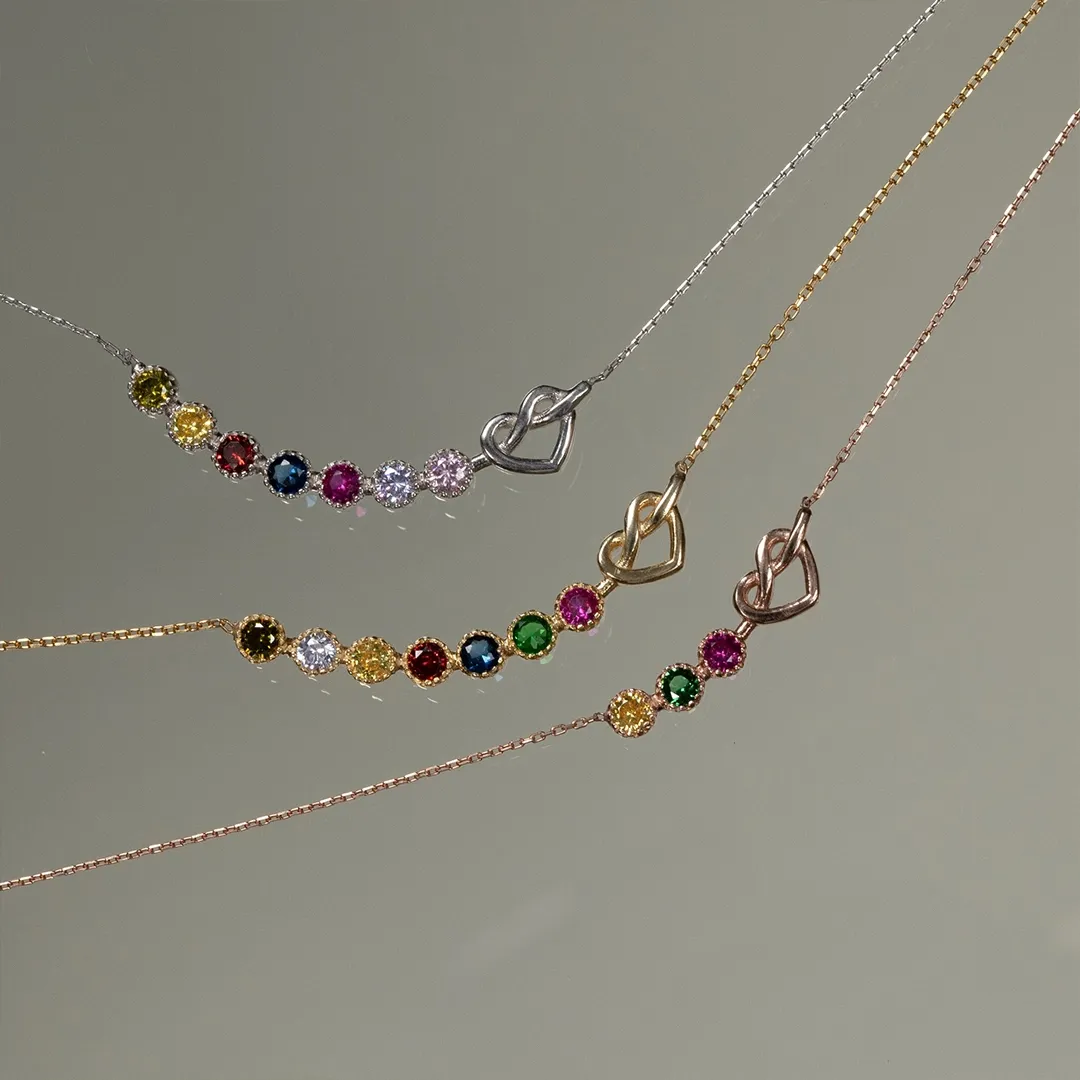 1-7 Birthstones Grandma's Heartbeat Heart Knot Necklace💝