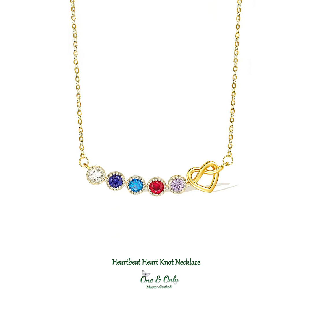 1-7 Birthstones Grandma's Heartbeat Heart Knot Necklace💝