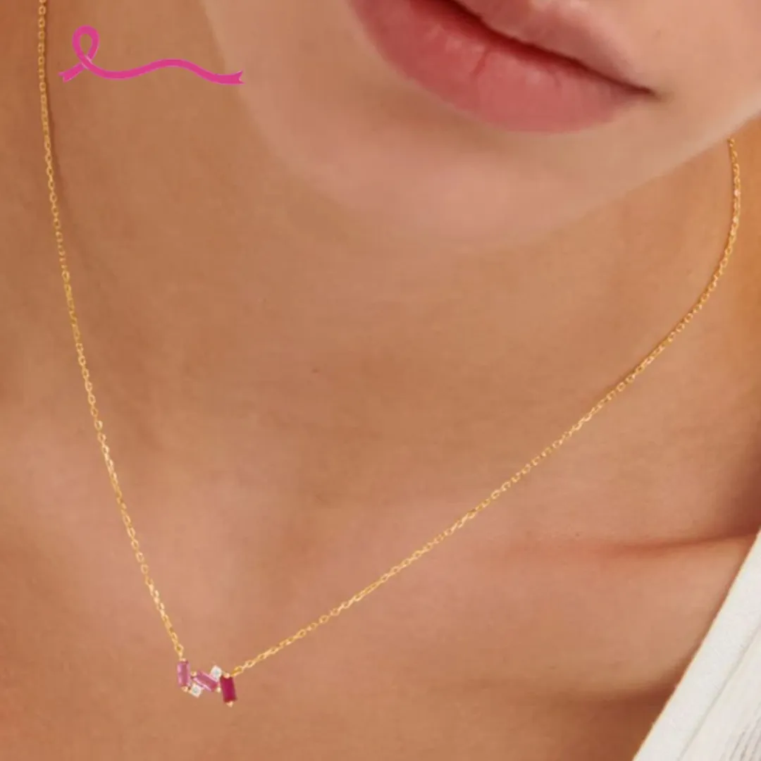 I Am Enough Pink Broken Necklace | Meaningful Jewelry Gift For Cancer Fighter